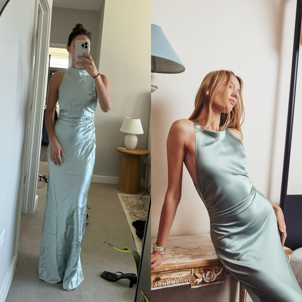 REFORMATION NWT Anaiis Silk Dress in Aquamarine 12